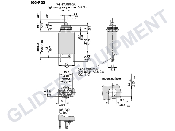 ETA 106-series zekering  1.0 Amp [106-P30-1A]